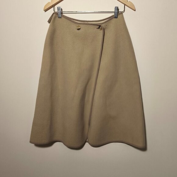 wetherall Dresses & Skirts - Wetherall 100% New Wool Wrap Midi Skirt sz Small Beige Oatmeal Old Money Scandi